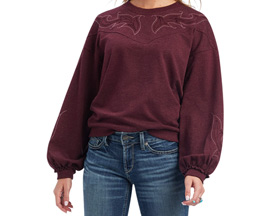 Ariat® Women's Stitched Crew Sweatshirt in Windsdor Wine