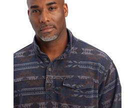 Ariat® Men's Printed Overdyed Washed Sweater in Maritime Blue Southwest