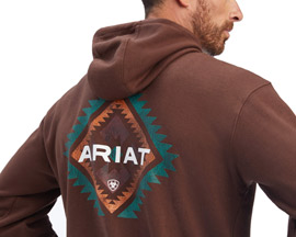 Ariat® Men's Southwest Leather Sweatshirt in Chestnut