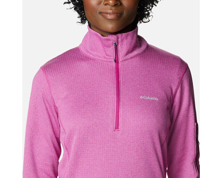 Columbia® Women's Park View Grid 1/2 Zip Fleece Pullover Jacket in Wild Fuchsia Heather