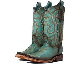 Women's Turquoise Embroidery Square Toe Western Boots Corral Boots®