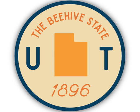 Stickers Northwest® Utah Circle Crest Sticker on Yellow Background