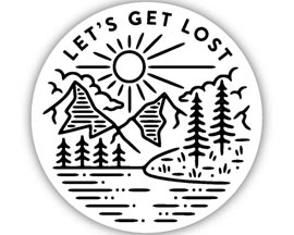 Stickers Northwest® Let's Get Lost Round Sticker on White Background