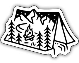 Stickers Northwest® Tent Scene Sticker on White Background