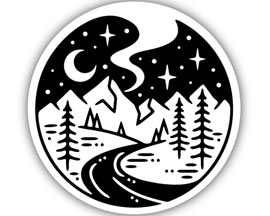 Stickers Northwest® Starry Night River Sticker on White Background