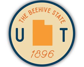 Stickers Northwest® Utah Circle Crest Sticker on Yellow Background