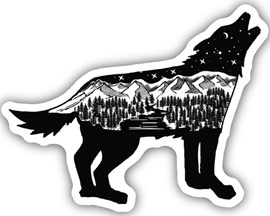 Stickers Northwest® Wolf Scene Sticker on White Background