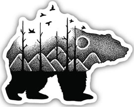 Stickers Northwest® Forest Bear Scene Sticker on White Background