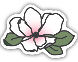 Stickers Northwest® Magnolia Blossom Sticker on White Background