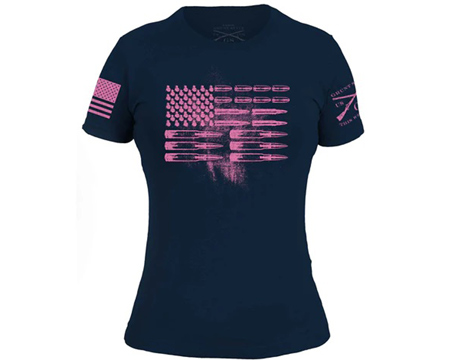 Grunt Style®  Women's Ammo Flag Navy/Pink T-Shirt
