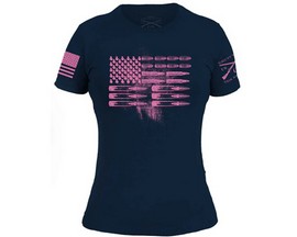 Grunt Style®  Women's Ammo Flag Navy/Pink T-Shirt