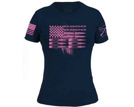 Grunt Style®  Women's Ammo Flag Navy/Pink T-Shirt