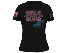 Grunt Style®  Women's Girls Just Wanna Have Guns Black Short Sleeve T-Shirt