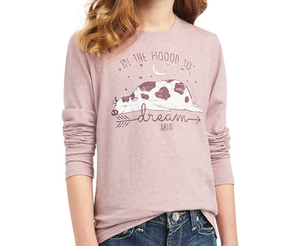 Ariat® Girl's REAL Dreamin Mood Long Sleeve Shirt in Nostalgia Rose