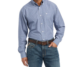 Ariat® Men's Wrinkle Free Ellison Fitted Shirt in True Navy