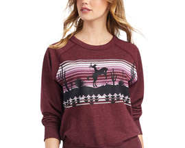 Ariat® Women's Desert Ride Crew Sweatshirt in Maroon Banner