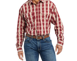 Ariat® Men's Pro Kayden Classic Fit Long Sleeve Snap Shirt in Red