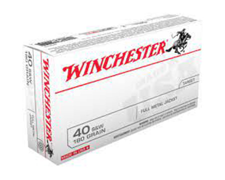 Winchester® 40 S&W FMJ 180-grain Target Ammo - 50 rounds