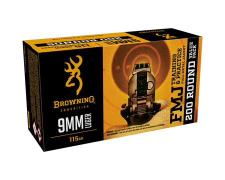 Browning® 9mm Luger Target & Practice FMJ 115-grain Target Ammo Value Pack - 200 rounds