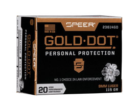 Speer® 9mm Luger Gold Dot Jacketed HP 115-grain Defense Ammo - 20 rounds