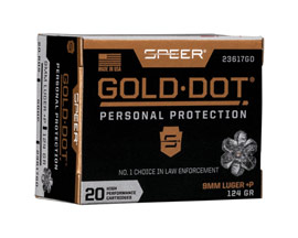 Speer® 9mm Luger+P Gold Dot Jacketed HP 124-grain Defense Ammo - 20 rounds