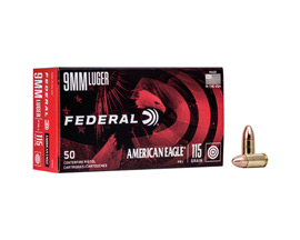 Federal® 9mm Luger American Eagle FMJ 115-grain Target Ammo - 50 rounds