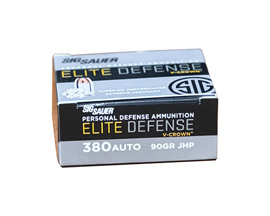 SigSauer® 380 Auto Elite Defense V-Crown Jacketed HP 90-grain Defense Ammo - 20 rounds