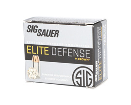 SigSauer® 9mm Luger Elite Defense V-Crown Jacketed HP 115-grain Defense Ammo - 20 rounds