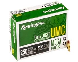 Remington® 9mm Luger UMC FMJ 115-grain Target Ammo Mega Pack - 250 rounds