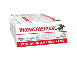 Winchester® 9mm Luger FMJ 115-grain Target Ammo Range Pack - 200 rounds