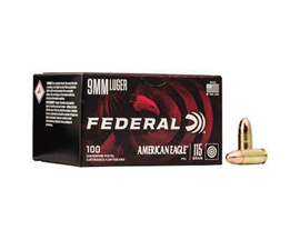 Federal® 9mm Luger American Eagle FMJ 115-grain Target Ammo - 100 rounds