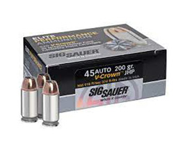 SigSauer® 45 Auto Elite Performance V-Crown Jacketed HP 230-grain Defense Ammo - 20 rounds