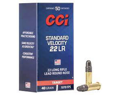 CCI® 22LR Standard Velocity Lead RN 40-grain Target Ammo - 50 rounds