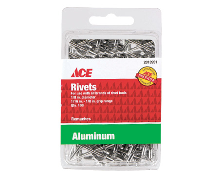 Ace® 100-count 1/8 in. x 1/8 in. Rivets - Aluminum