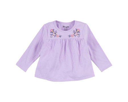 Wrangler® Little Girl's Embroidered Yoke Long Sleeve Top - Purple