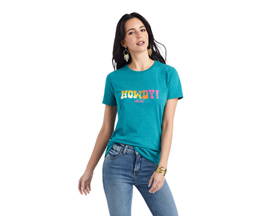 Ariat® Ladies Howdy Graphic Shirt - Teal Green Heather