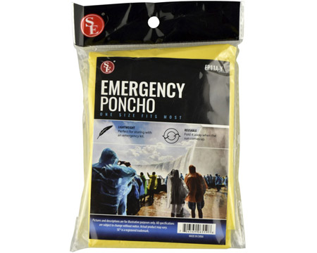 Sona Enterprises® Emergency Rain Poncho with Adjustable String Hood - Yellow