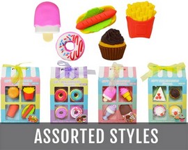 Diamond Visions® Assorted Food-Shaped Erasers -  4 pack