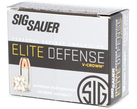 SigSauer® 9mm Luger Elite Defense V-Crown Jacketed HP 147-grain Defense Ammo - 20 rounds