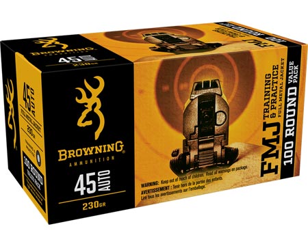 Browning® 45 Auto Target & Practice FMJ 230-grain Target Ammo Value Pack - 100 rounds