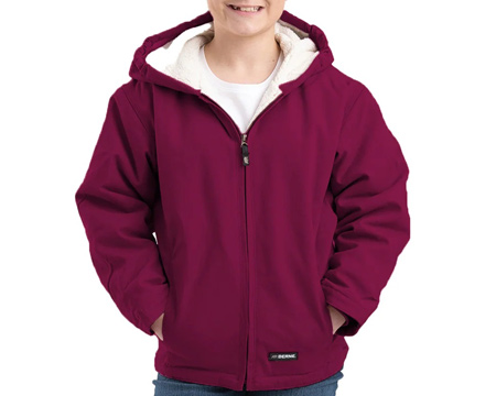 Berne® Girls' Youth Softstone Sherpa-Lined Hooded Jacket - Plum