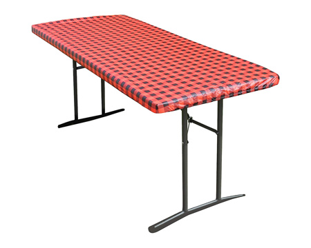 TableCloth PLUS® 30 in x 72 in Elastic-Fitted Vinyl Tablecloth - Checkerboard