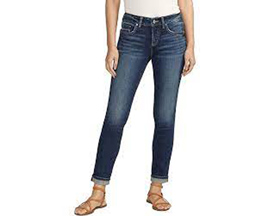 Silver Jeans Co.® Women's Girlfriend Mid Rise Slim Leg Jeans - Indigo
