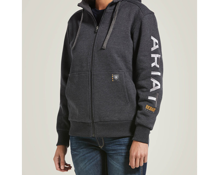 Ariat® Women's Rebar All-Weather Full Zip Hoodie - Charcoal Heather
