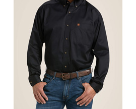 Ariat® Men's Solid Twill™ Classic Fit Long Sleeve Button Shirt - Black