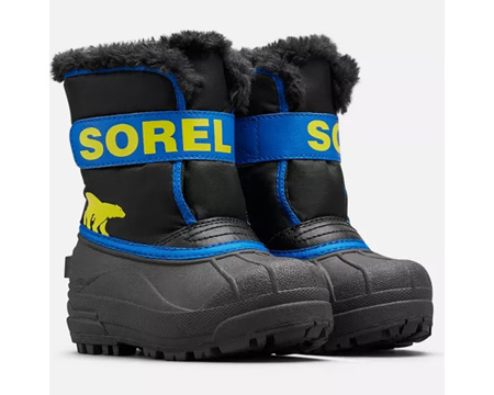 Sorel® Children's Snow Commander Snow Boots - Black/Super Blue