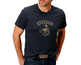 Stetson® Men's Bonc Rider Graphic Tee Shirt - Heather Navy