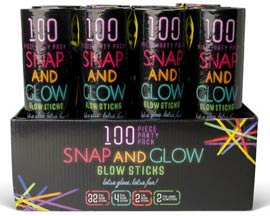 Snap-and-Glow® Glow Sticks 100 Stick Party Pack - Assorted Colors
