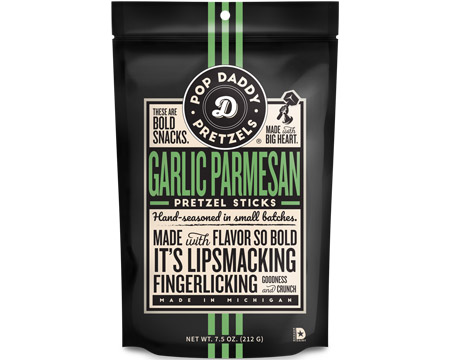 Pop Daddy® 7.5 oz. Seasoned Pretzel Sticks - Garlic Parmesan