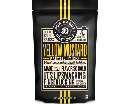 Pop Daddy® 7.5 oz. Seasoned Pretzel Sticks - Yellow Mustard